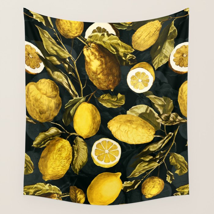 Lemon and Leaf Pattern V Wall Tapestry Gallery Image 1