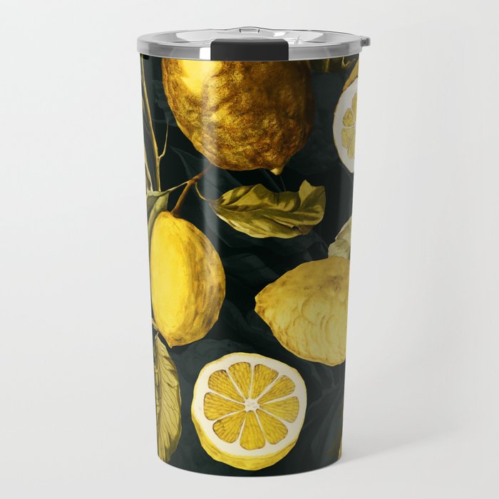 Lemon and Leaf Pattern V Travel Mug Gallery Image 1