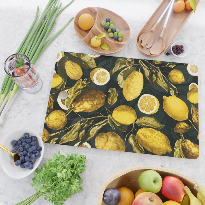 Lemon and Leaf Pattern V Cutting Board Gallery Image 2