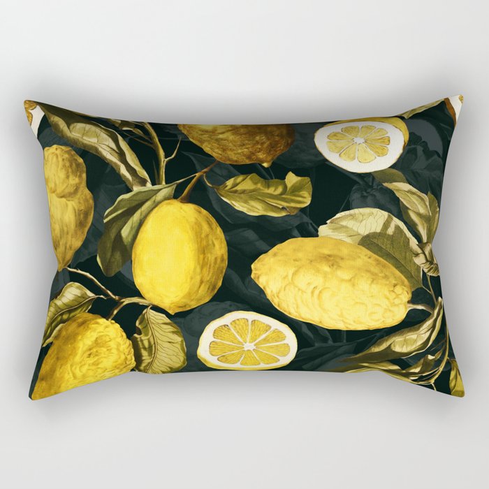 Lemon and Leaf Pattern V Rectangular Pillow Gallery Image 2