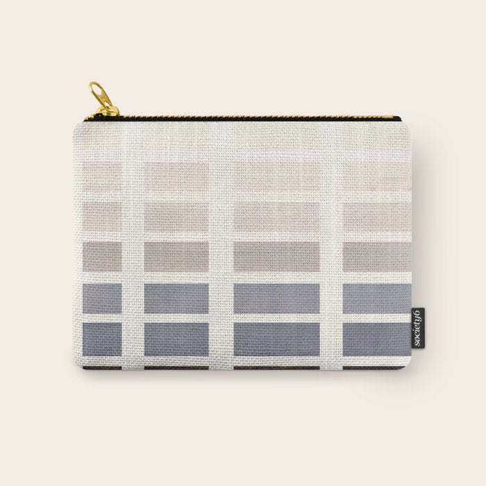 Grey Taupe Watercolor Gouache Geometric Square Matrix Pattern Carry All Pouch Gallery Image 1