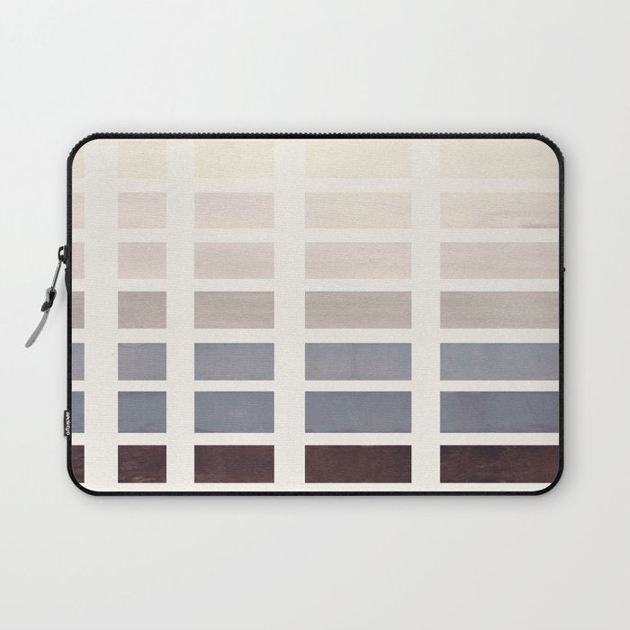 Grey Taupe Watercolor Gouache Geometric Square Matrix Pattern Laptop Sleeve Gallery Image 1