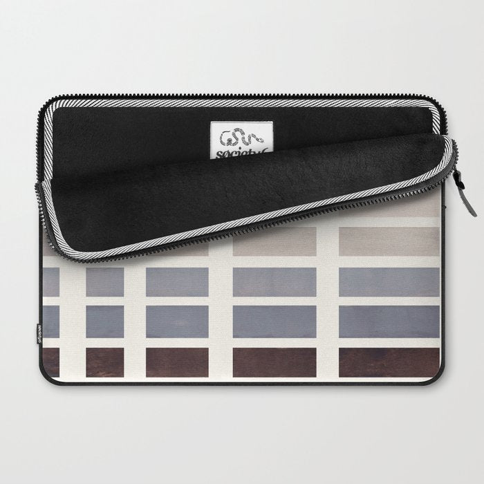 Grey Taupe Watercolor Gouache Geometric Square Matrix Pattern Laptop Sleeve Gallery Image 2