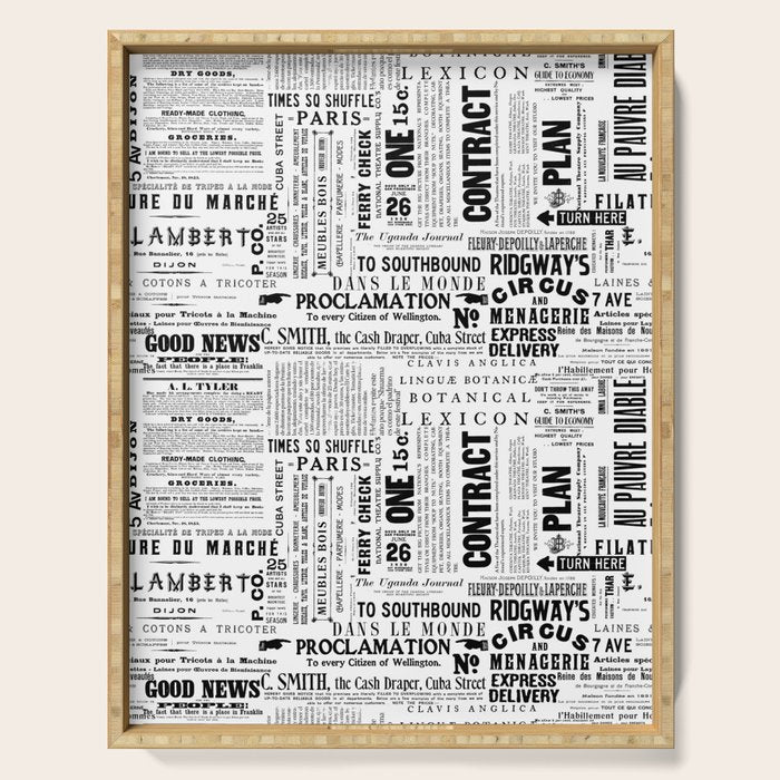 Vintage Typography And Headline Mix Black And White Serving Tray Gallery Image 1