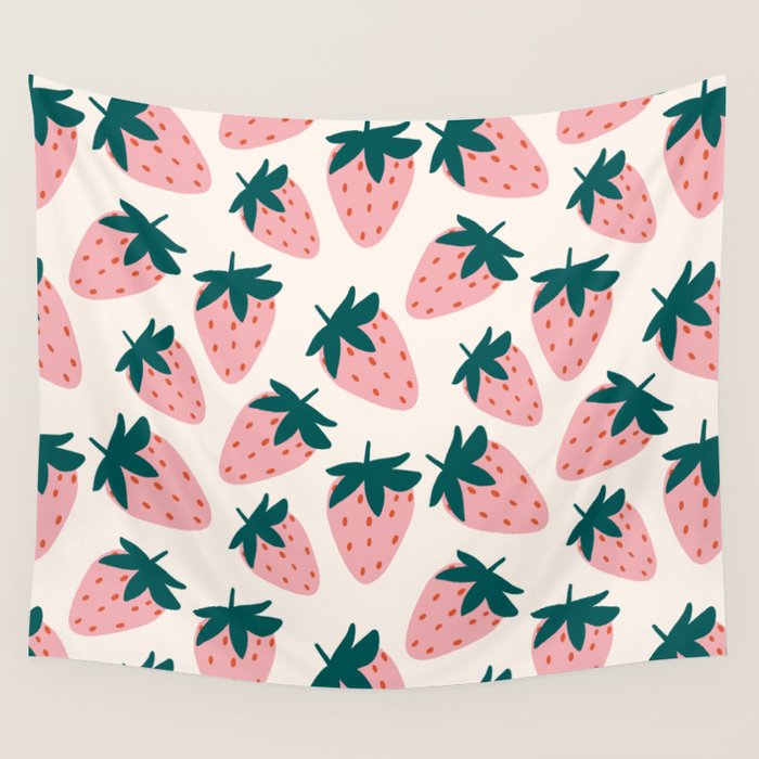 Cute Strawberry  Wall Tapestry Gallery Image 1