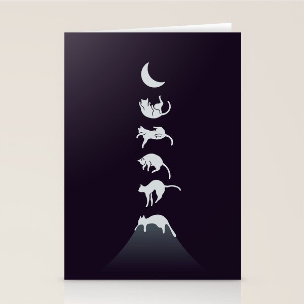 Cat Landscape 103: Falling Cat Moon Stationery Card Gallery Image 2