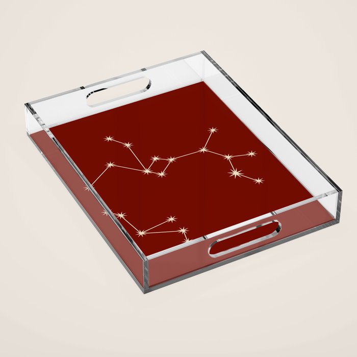 Sagittarius Zodiac Star Constellation Line Art Ruby Red Acrylic Tray Gallery Image 1