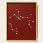 Sagittarius Zodiac Star Constellation Line Art Ruby Red Serving Tray Gallery Image 1