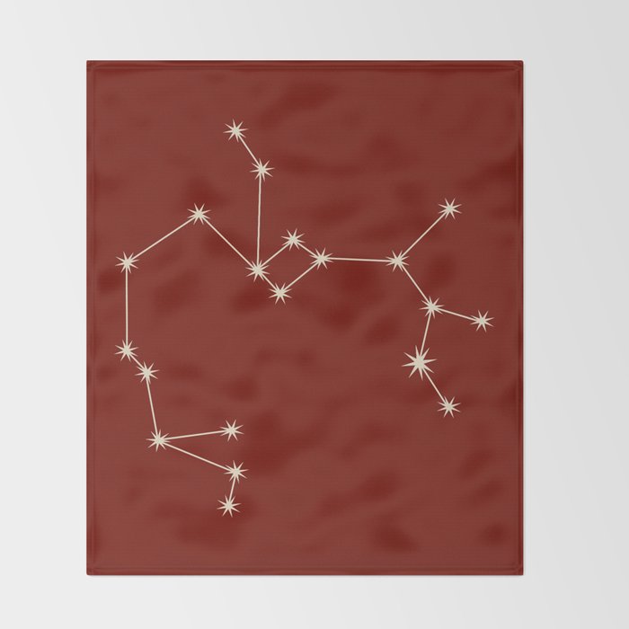 Sagittarius Zodiac Star Constellation Line Art Ruby Red Throw Blanket Gallery Image 2