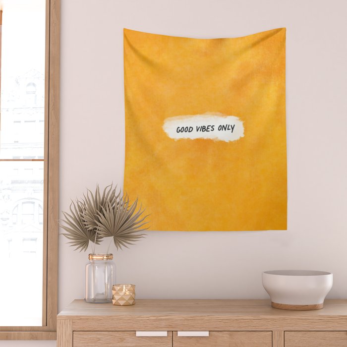 Good Vibes Only: Yellow Canvas Edition Wall Tapestry Gallery Image 2