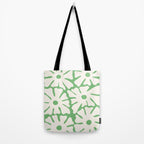 Mid-Century Flowers in Green & White Tote Bag Gallery Image 2