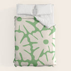 Mid-Century Flowers in Green & White Duvet Cover Gallery Image 6