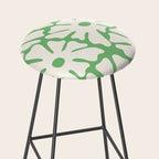 Mid-Century Flowers in Green & White Stool Gallery Image 2