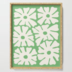 Mid-Century Flowers in Green & White Serving Tray Gallery Image 1