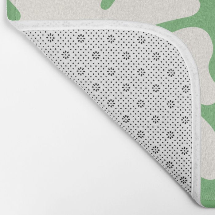 Mid-Century Flowers in Green & White Bath Mat Gallery Image 2