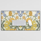 Wildflowers and Butterflies, Floral Prints, Yellow and Blue Desk Mat Gallery Image 1