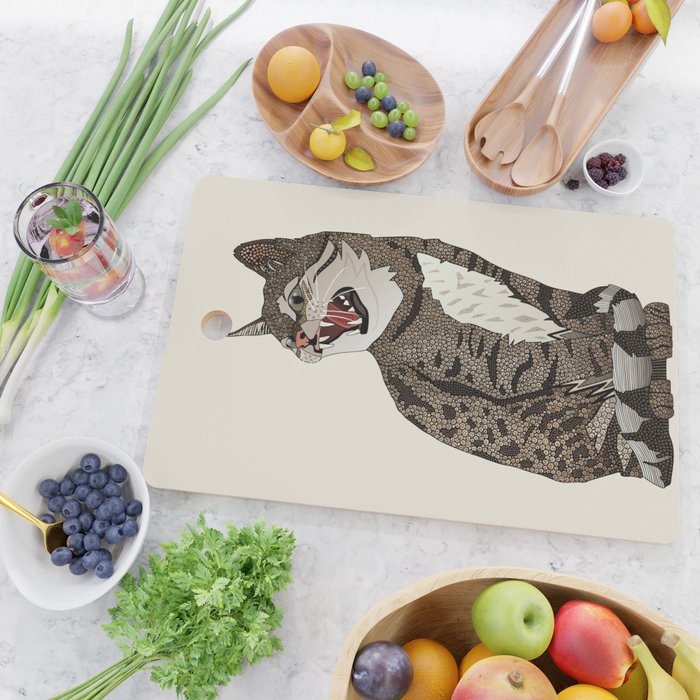 Indian desert cat off white Cutting Board Gallery Image 2