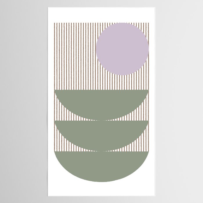 Lines and Shapes in Moss and Lilac Tablecloth Gallery Image 2