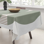 Lines and Shapes in Moss and Lilac Tablecloth Gallery Image 3
