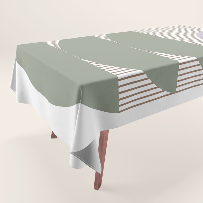 Lines and Shapes in Moss and Lilac Tablecloth Gallery Image 1