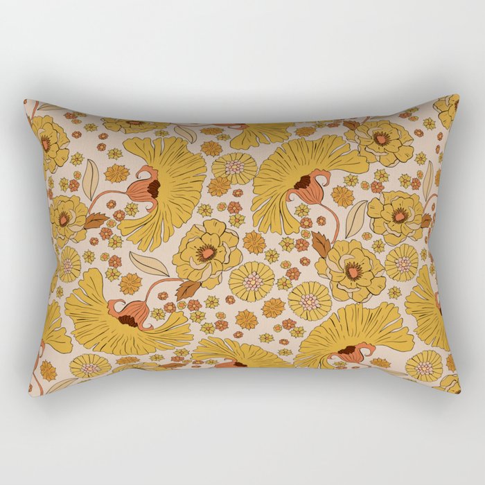 70s Floral Pattern Rectangular Pillow Gallery Image 2