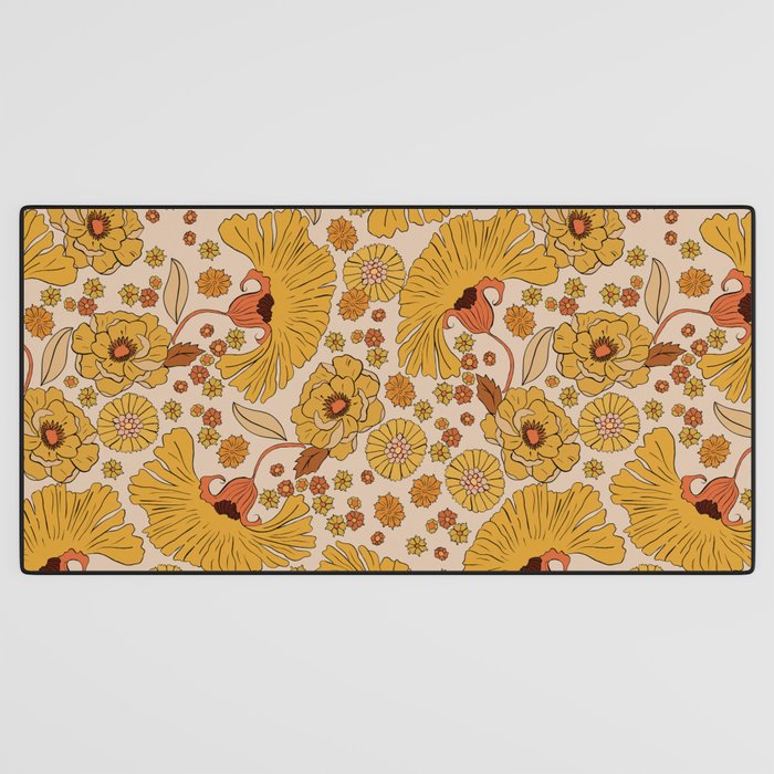 70s Floral Pattern Desk Mat Gallery Image 3