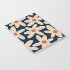 Daisy Time Retro Floral Pattern in Midcentury Blue Orange Beige Notebook Gallery Image 3