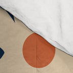 Daisy Time Retro Floral Pattern in Midcentury Blue Orange Beige Comforter Gallery Image 4