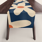 Daisy Time Retro Floral Pattern in Midcentury Blue Orange Beige Table Runner Gallery Image 1
