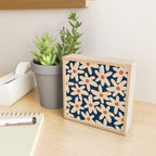Daisy Time Retro Floral Pattern in Midcentury Blue Orange Beige Mini Art Print Gallery Image 2