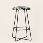Daisy Time Retro Floral Pattern in Midcentury Blue Orange Beige Stool Gallery Image 1
