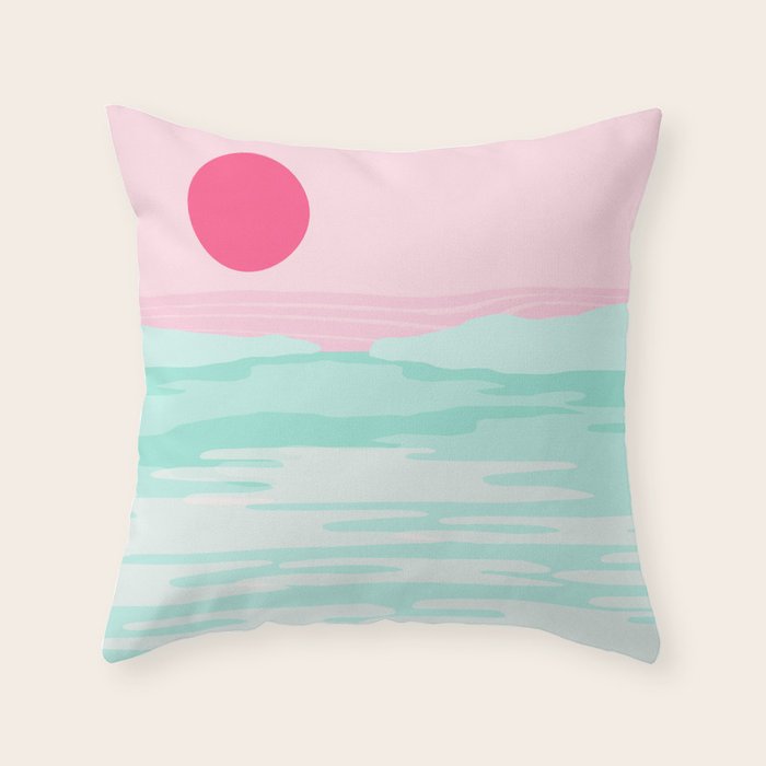 Really - 80s style throwback sunset sunrise west coast socal vibes surfing beach vacation Throw Pillow Gallery Image 1