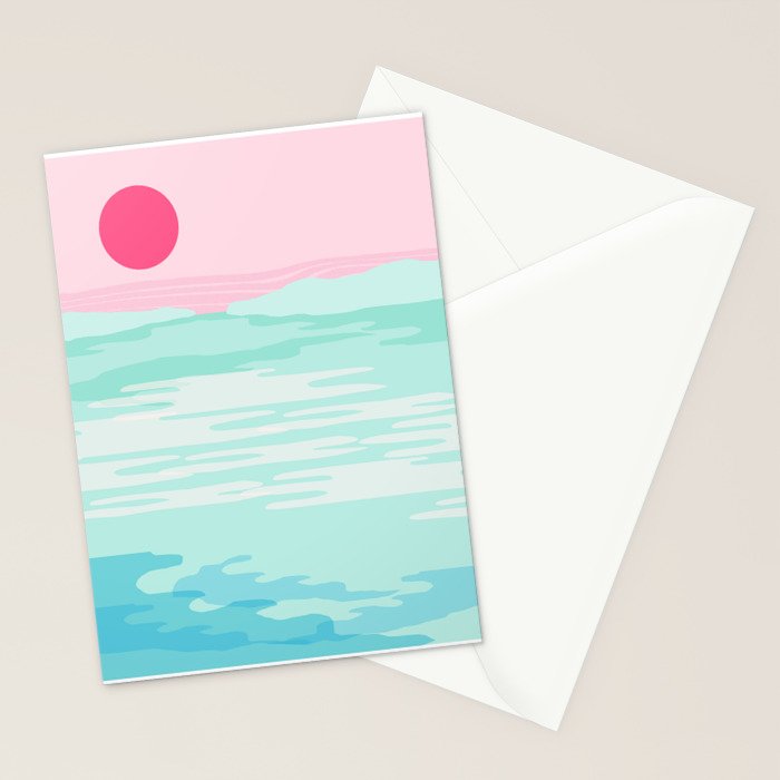 Really - 80s style throwback sunset sunrise west coast socal vibes surfing beach vacation Stationery Card Gallery Image 2