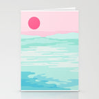Really - 80s style throwback sunset sunrise west coast socal vibes surfing beach vacation Stationery Card Gallery Image 2
