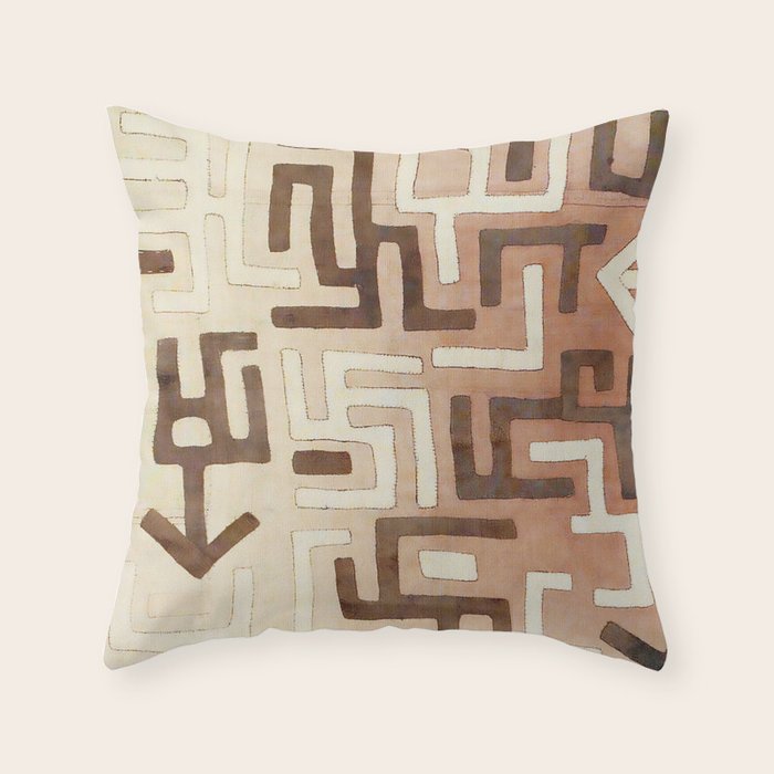 Kuba Congo Central African Wraparound Skirt Print 1 Throw Pillow Gallery Image 1