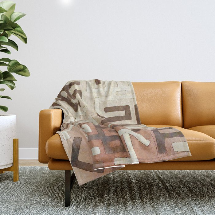 Kuba Congo Central African Wraparound Skirt Print 1 Throw Blanket Gallery Image 1