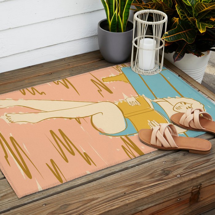 Portrait of a Woman Reading - Quiet Time 2 Outdoor Rug Gallery Image 2