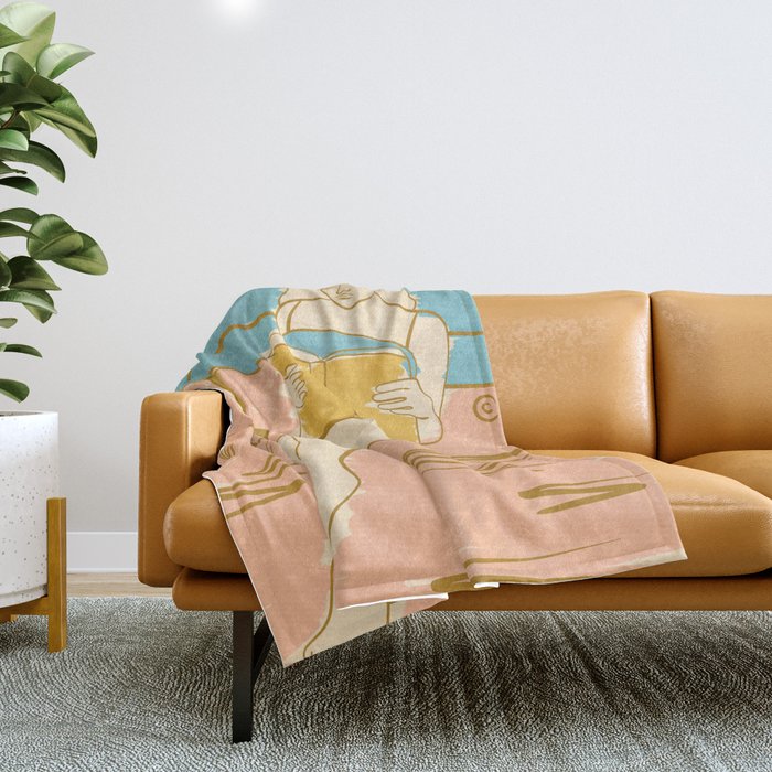 Portrait of a Woman Reading - Quiet Time 2 Throw Blanket Gallery Image 1