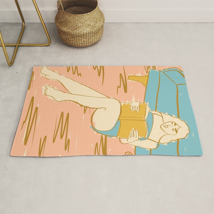 Portrait of a Woman Reading - Quiet Time 2 Rug Gallery Image 1