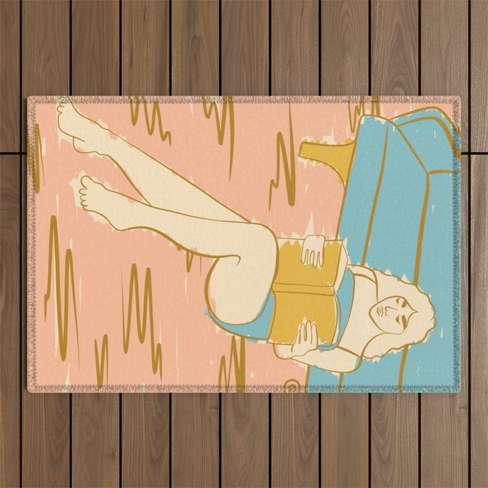 Portrait of a Woman Reading - Quiet Time 2 Outdoor Rug Gallery Image 1