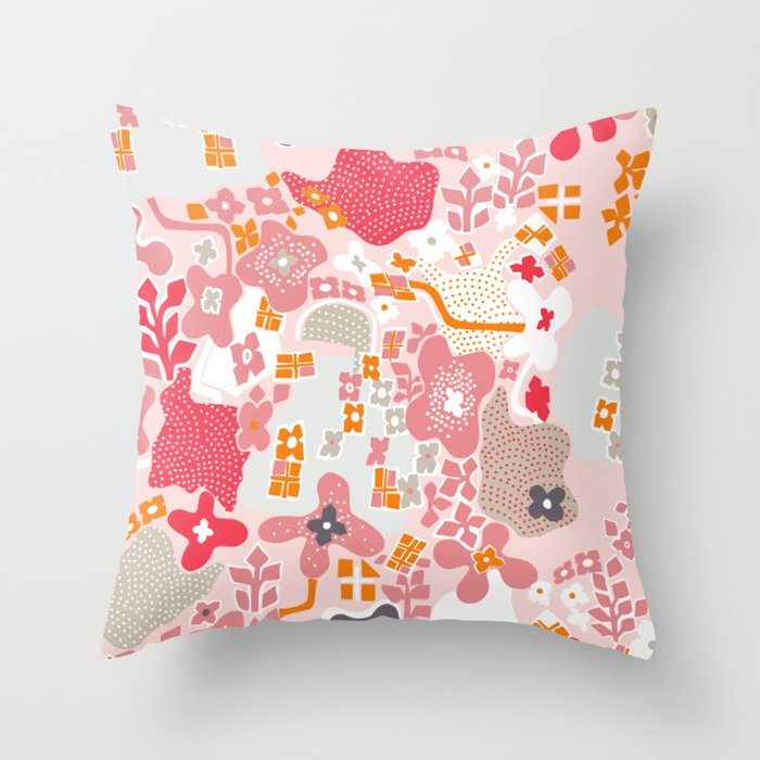 City life botanical park pearl pink Throw Pillow Gallery Image 6