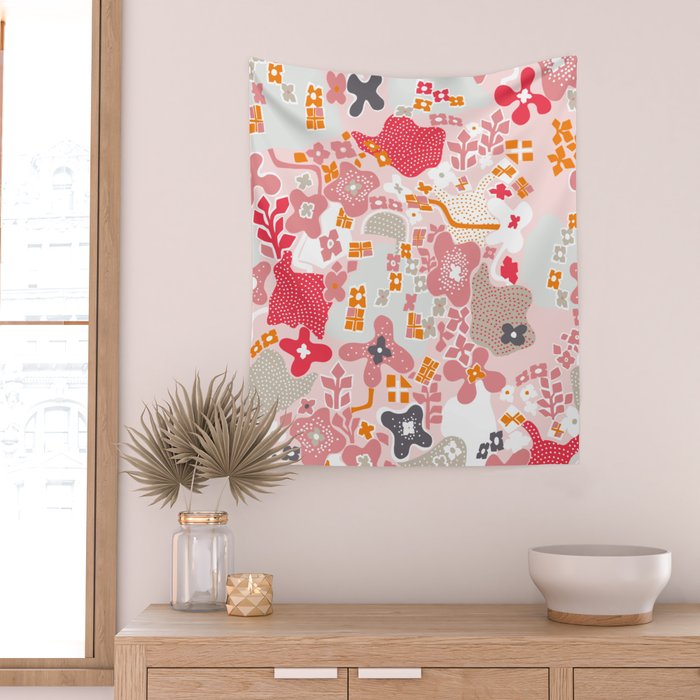 City life botanical park pearl pink Wall Tapestry Gallery Image 2