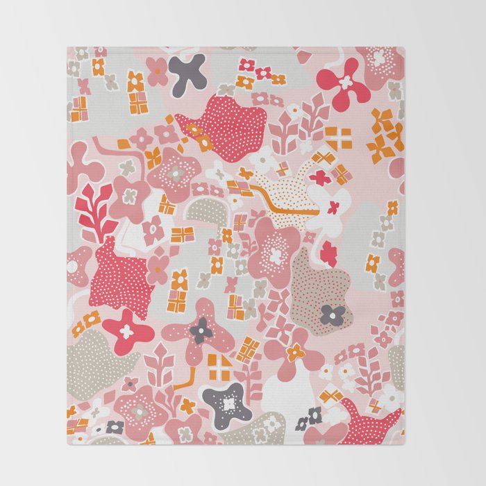 City life botanical park pearl pink Throw Blanket Gallery Image 2