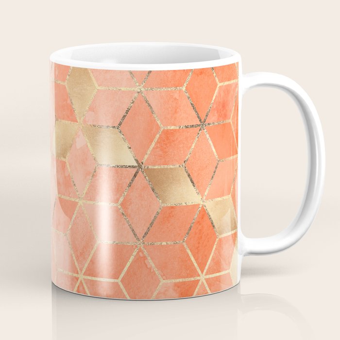 Soft Peach Gradient Cubes Coffee Mug Gallery Image 1
