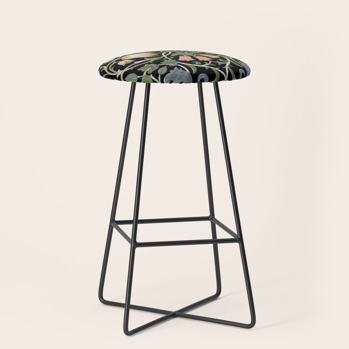 William Morris Lodden Border Midnight Indigo Stool Gallery Image 1