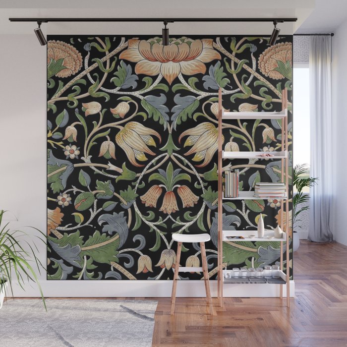 William Morris Lodden Border Midnight Indigo Wall Mural Gallery Image 1
