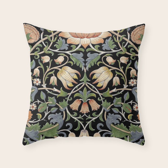 William Morris Lodden Border Midnight Indigo Throw Pillow Gallery Image 6