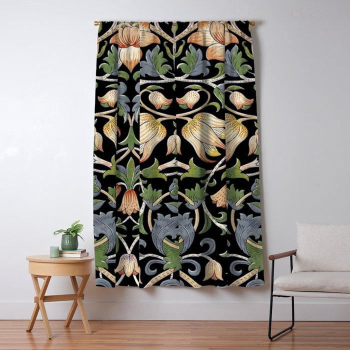 William Morris Lodden Border Midnight Indigo Window Curtain Gallery Image 1