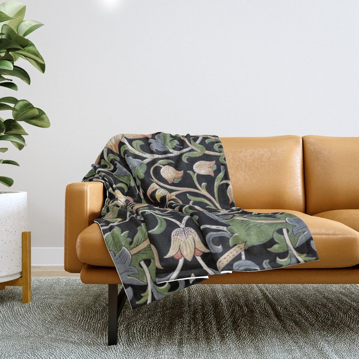 William Morris Lodden Border Midnight Indigo Throw Blanket Gallery Image 1