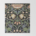 William Morris Lodden Border Midnight Indigo Throw Blanket Gallery Image 2